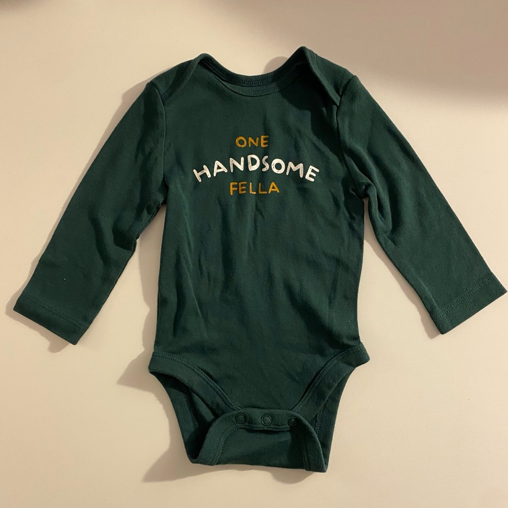 Jumping Beans Green Bodysuit Handsome Fella